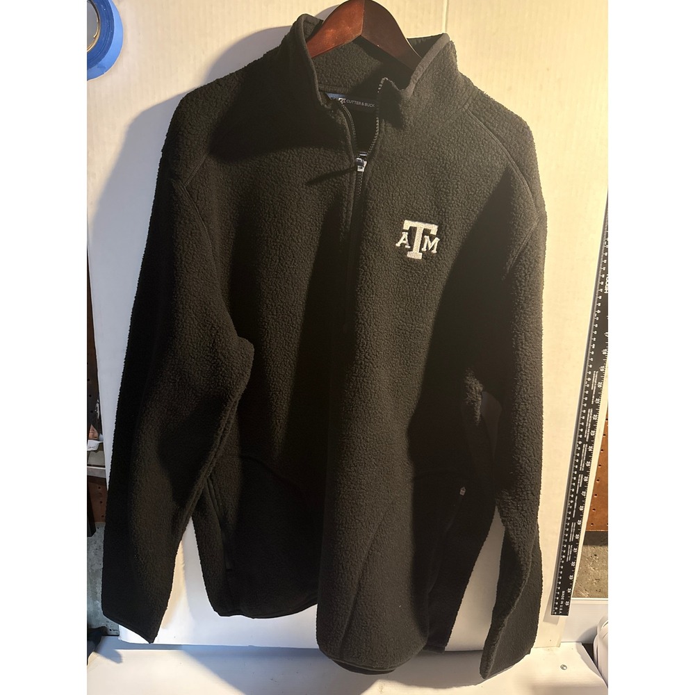 Cutter & Buck Mens Texas A&M Aggies Cascade‎ Sherpa Fleece Quarter Zip Black XLT